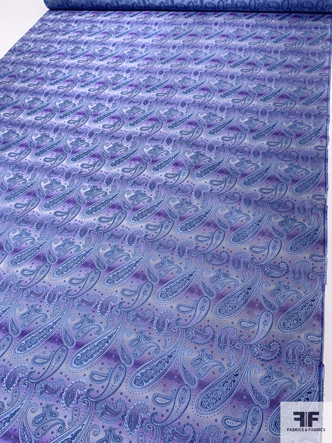 Paisley Silk Necktie Jacquard Brocade - Blue / Purple