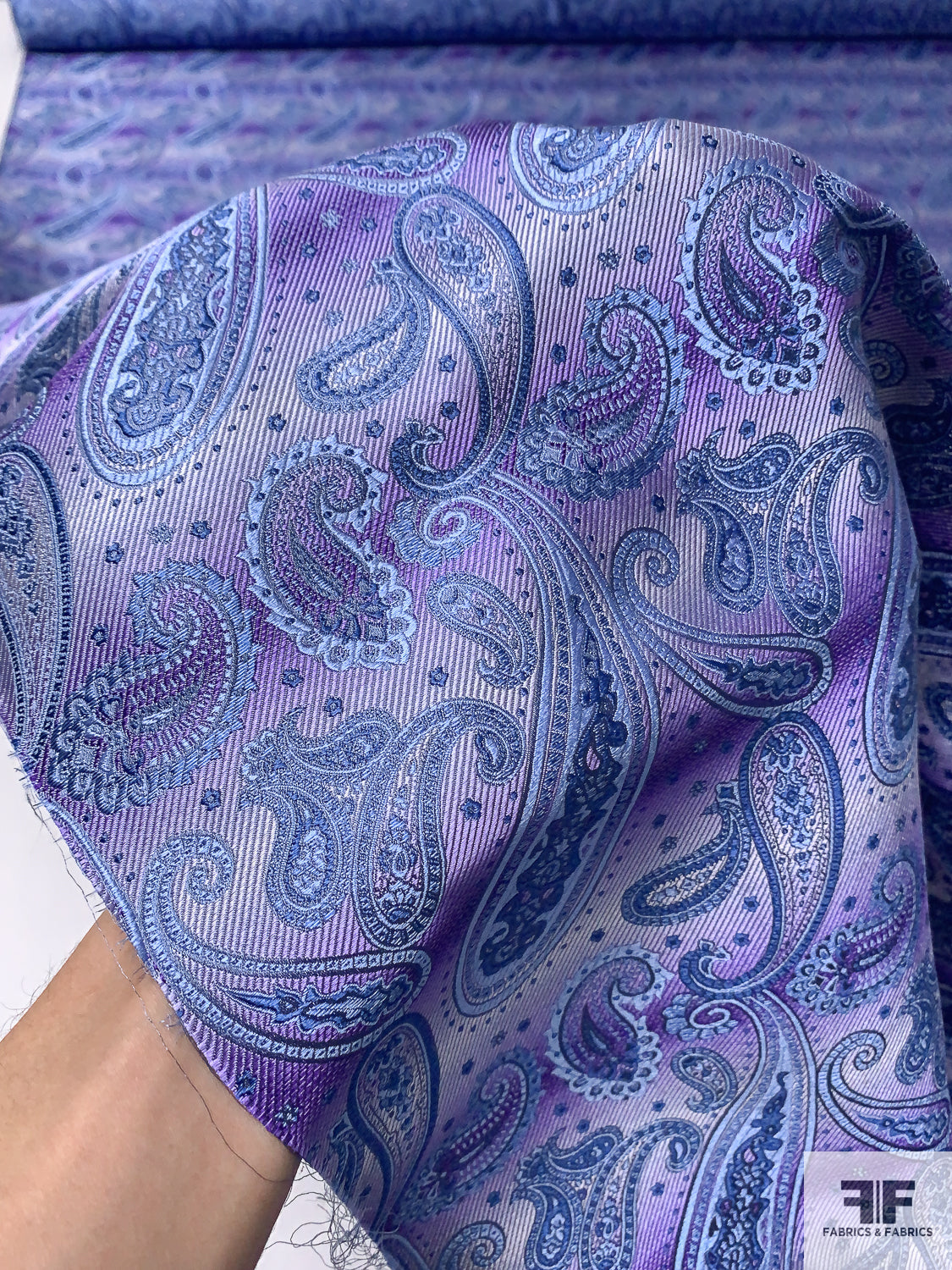 Paisley Silk Necktie Jacquard Brocade - Blue / Purple