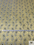 Paisley Silk Necktie Jacquard Brocade - Olive-Gold / Blue / Black