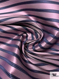 Horizontal Striped Silk Necktie Jacquard Brocade - Dusty Rose / Navy
