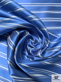Horizontal Striped Silk Necktie Jacquard Brocade - Blue / Grey
