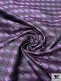 Rectangle Diagonal Lattice Silk Necktie Jacquard Brocade - Purple / Black