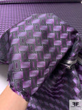 Rectangle Diagonal Lattice Silk Necktie Jacquard Brocade - Purple / Black
