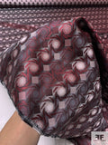 Geometric Lattice Silk Necktie Jacquard Brocade - Wine / Grey / Black