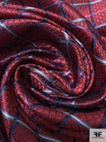 Timeless Grid Silk Necktie Jacquard Brocade - Maroon / Navy / Light Blue