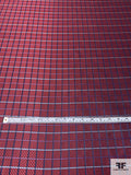 Timeless Grid Silk Necktie Jacquard Brocade - Maroon / Navy / Light Blue