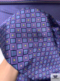 Geometric Silk Necktie Jacquard Brocade - Antique Blue / Purple / Navy / Pink