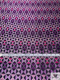 Triangular Squares Silk Necktie Jacquard Brocade - Purples / Dusty Rose / Berry