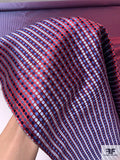 Dot Grid Silk Necktie Jacquard Brocade - Reds / Blues