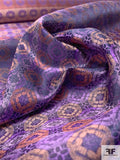 Linked Floral Silk Necktie Jacquard Brocade - Purple / Blush / Dusty Blush
