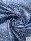 Paisley Silk Necktie Jacquard Brocade - Blues / Greys