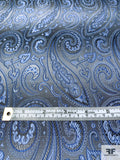 Paisley Silk Necktie Jacquard Brocade - Blues / Greys