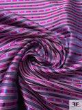 Box Striped Silk Necktie Jacquard Brocade - Purple / Magenta / Periwinkle / Navy