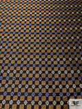 Ornate Grid Silk Necktie Jacquard Brocade - Black / Gold / Periwinkle / Cream