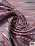 Rope-Look Striped Silk Necktie Jacquard Brocade - Maroon / Blue / White