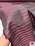 Rope-Look Striped Silk Necktie Jacquard Brocade - Maroon / Blue / White