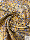 Paisley Silk Necktie Jacquard Brocade - Yellow / Navy / Sky Blue