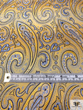 Paisley Silk Necktie Jacquard Brocade - Yellow / Navy / Sky Blue