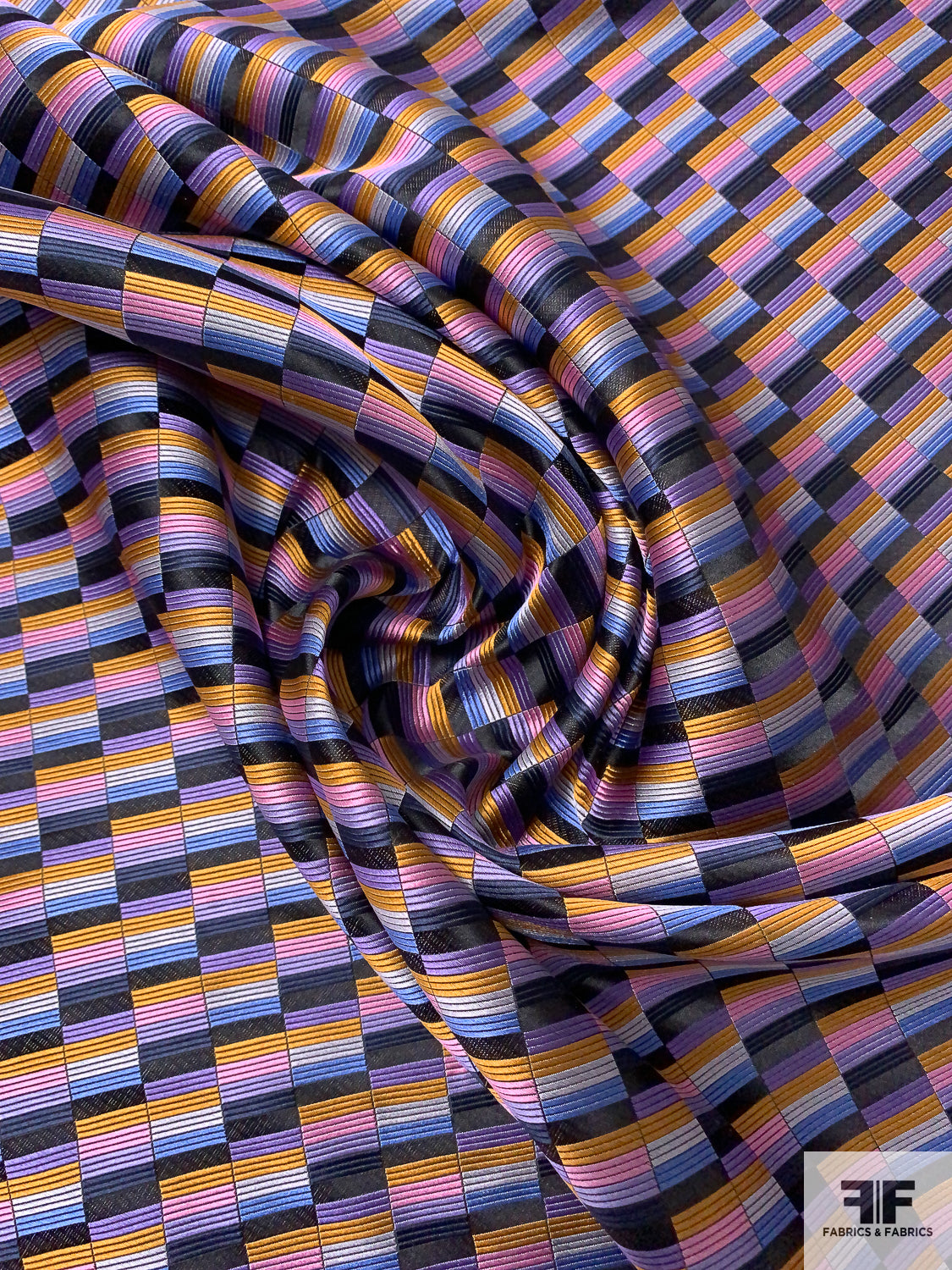 Gradient Squares Silk Necktie Jacquard Brocade -  Purples/Magenta/Orange/Black