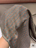 Ditsy Paisley Organic-Weave Soft Silk Necktie Jacquard Brocade - Clay Grey / Taupe / Red / Gold
