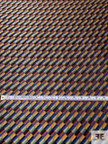 Gradient Squares Silk Necktie Jacquard Brocade - Oranges / Blue / Green / Black