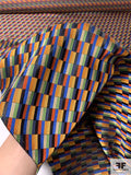 Gradient Squares Silk Necktie Jacquard Brocade - Oranges / Blue / Green / Black