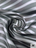 Horizontal Striped Silk Necktie Jacquard Brocade - Dark Grey / Grey