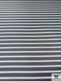 Horizontal Striped Silk Necktie Jacquard Brocade - Dark Grey / Grey
