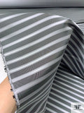 Horizontal Striped Silk Necktie Jacquard Brocade - Dark Grey / Grey