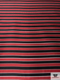 Horizontal Striped Silk Necktie Jacquard Brocade - Red / Black / Light Grey