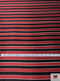 Horizontal Striped Silk Necktie Jacquard Brocade - Red / Black / Light Grey