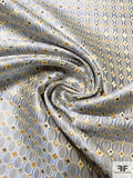 Oval Disc Silk Necktie Jacquard Brocade - Light Blue / Light Mustard / Blue / Tumeric