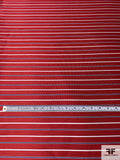 Horizontal Striped Silk Necktie Jacquard Brocade - Red / White / Blue
