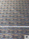 Wavy Striations Silk Necktie Jacquard Brocade - Navy / Blue / Gold / Grey / Turmeric