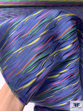 Wavy Striations Silk Necktie Jacquard Brocade - Yale Blue / Yellow / Orange / Pink / Green