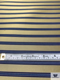 Horizontal Striped Silk Necktie Jacquard Brocade - Gold / Navy / Blue