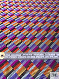 Gradient Squares Silk Necktie Jacquard Brocade - Purples / Magenta / Orange / Black