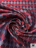 Geometric Silk Necktie Jacquard Brocade - Red / Maroon / Navy / Grey