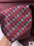 Geometric Silk Necktie Jacquard Brocade - Red / Maroon / Navy / Grey