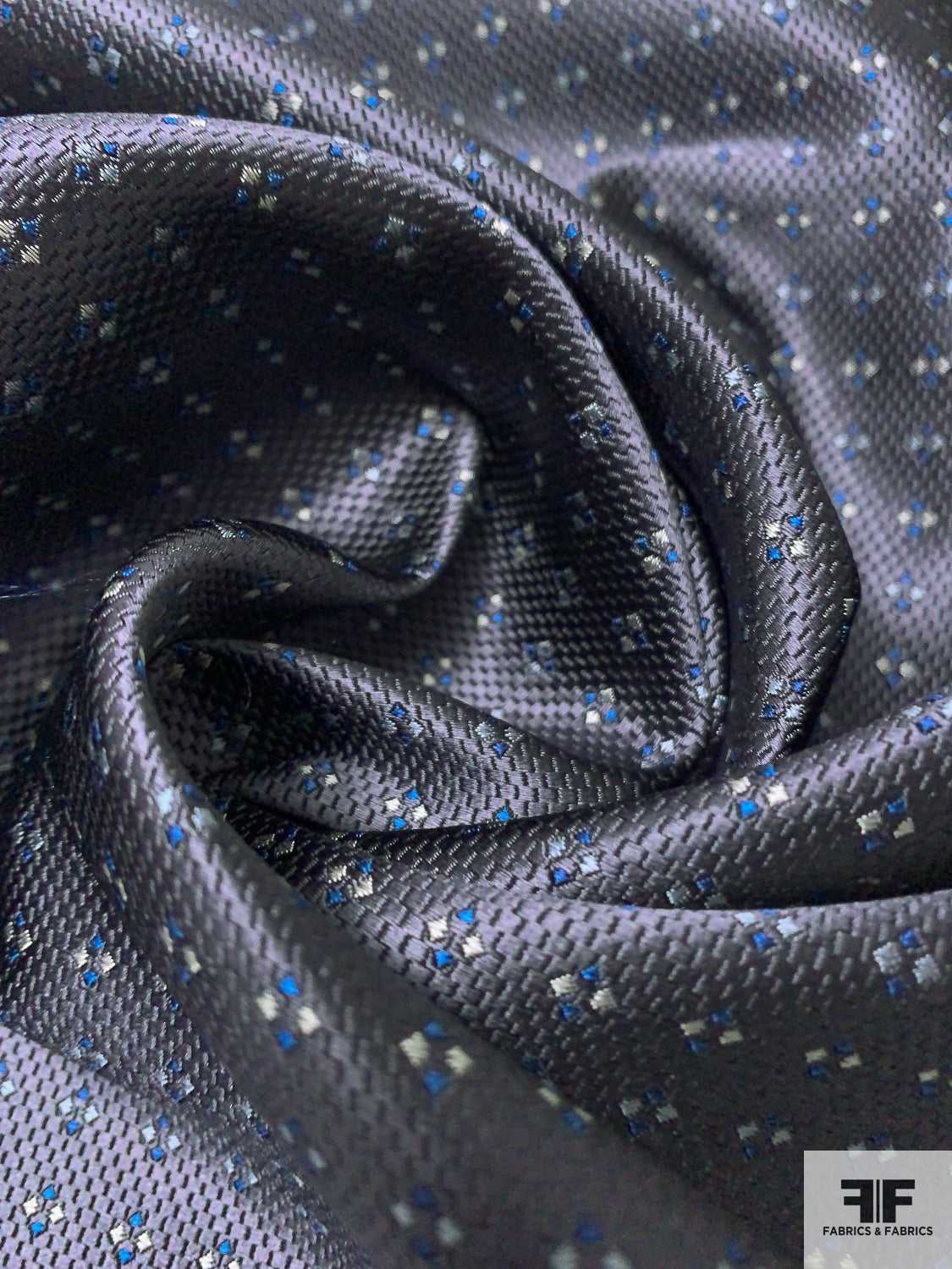 Diamond Dot Silk Necktie Jacquard Brocade - Slate Grey / Blue / Light Grey