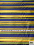 Horizontal Striped Silk Necktie Jacquard Brocade - Lime / Blue / Navy / Golden-Yellow