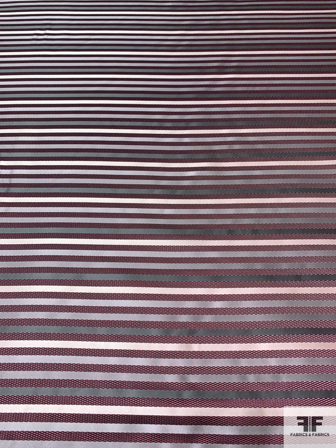 Horizontal Striped Silk Necktie Jacquard Brocade - Pink / Grey / Off-White / Black