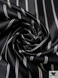 Vertical Striped Silk Necktie Jacquard Brocade - Black / Lightest Grey