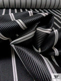 Vertical Striped Silk Necktie Jacquard Brocade - Black / Lightest Grey