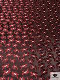 Floral Silk Necktie Jacquard Brocade - Maroon / Red / Burgundy