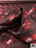 Floral Silk Necktie Jacquard Brocade - Maroon / Red / Burgundy
