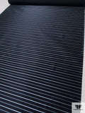 Horizontal Striped Silk Necktie Jacquard Brocade - Navy / Blue / Sky Blue