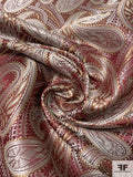 Paisley Silk Necktie Jacquard Brocade - Maroon / Golden-Tan / Light Grey