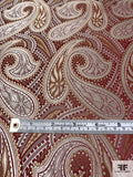 Paisley Silk Necktie Jacquard Brocade - Maroon / Golden-Tan / Light Grey