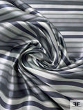 Horizontal Striped Silk Necktie Jacquard Brocade - Shades of Grey